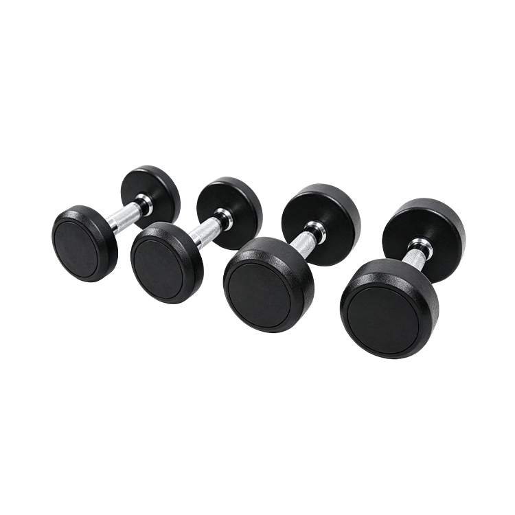 Rubber-Encased Round-Head Dumbbells (Cast Iron Core) (kg) – Custom Logo Available